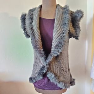 P Luca Milano Wool Blend Gray Knit Cardigan